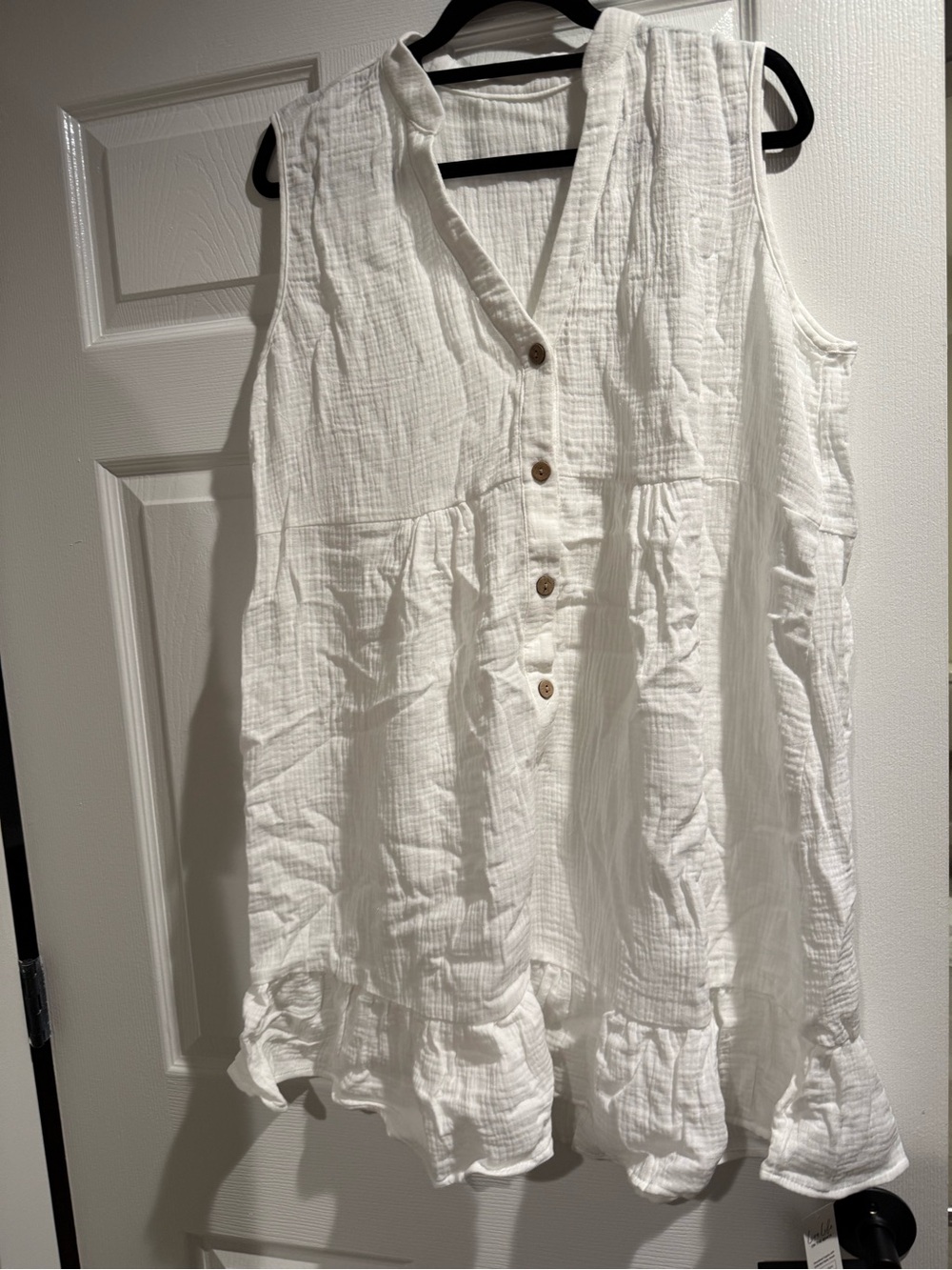 Cupshe White Sleeveless Button-Front Gauze Tunic Dress